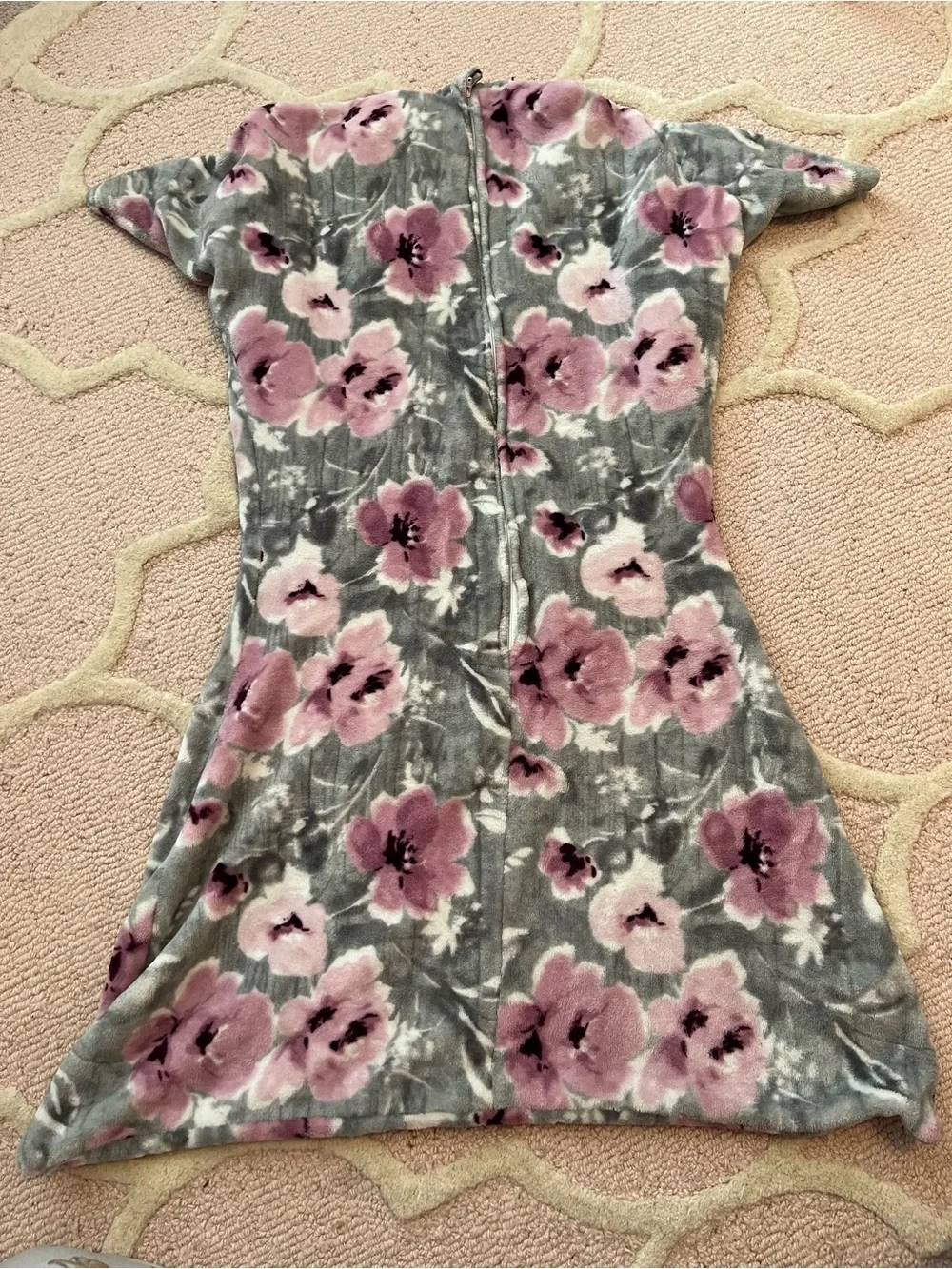 Floral Plush Zip-Front toddler sleep sack- Pink & Gray
